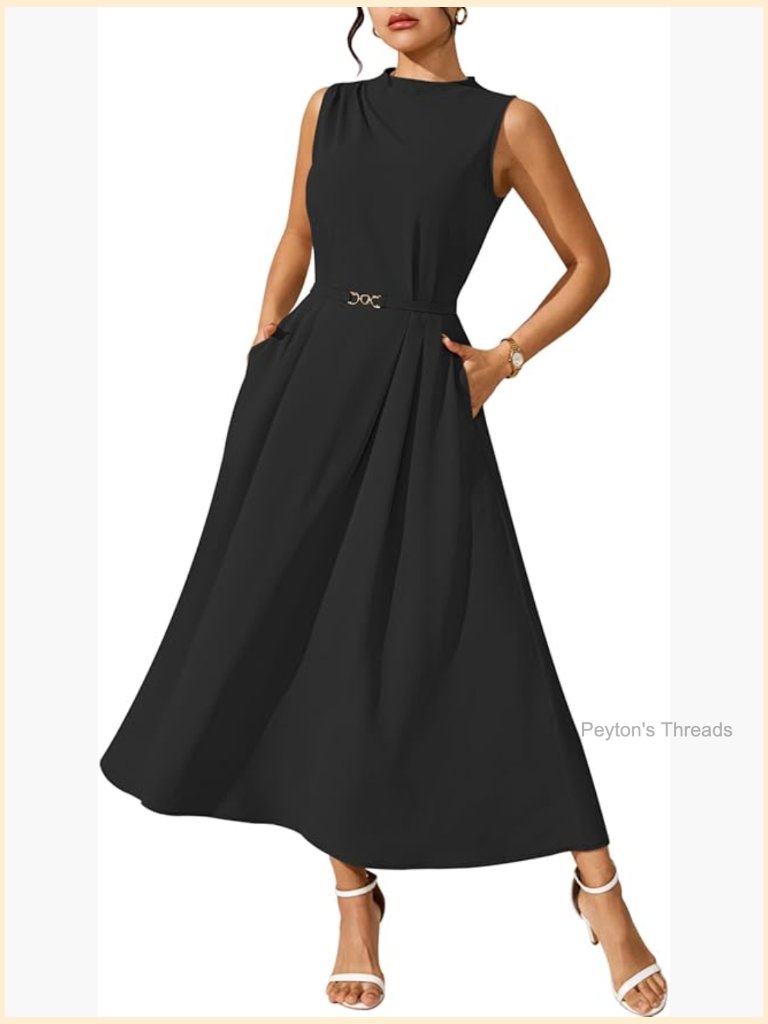 Sleeveless A-Line Empire Waist Midi Dress For Work Cocktail